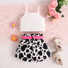 Carregar imagem no visualizador da galeria, Crop blanco y short de vaca con cinto pink
