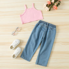 Carregar imagem no visualizador da galeria, Crop top rosa y pantalón jeans rasgado
