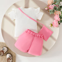 Carregar imagem no visualizador da galeria, Blusa blanco acanalado y short pollera con cartera
