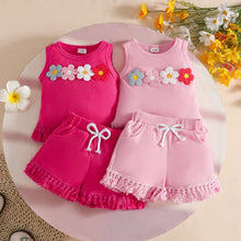 Carregar imagem no visualizador da galeria, Blusa con flores y short con flecos
