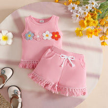 Carregar imagem no visualizador da galeria, Blusa con flores y short con flecos
