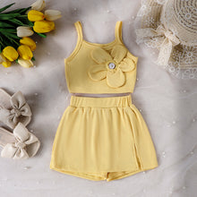 Cargar imagen en el visor de la galería, Crop liso con detalles de flor y short pollera
