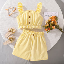 Cargar imagen en el visor de la galería, Crop engomado con botones y short amarillo
