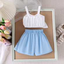 Cargar imagen en el visor de la galería, Crop con moño blanco y short pollera tableado
