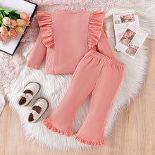 Carregar imagem no visualizador da galeria, Blusa salmón y pantalón con volados

