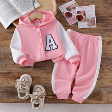 Carregar imagem no visualizador da galeria, Campera con capucha y pantalón rosa con blanco
