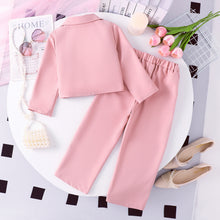 Cargar imagen en el visor de la galería, Blazer crop con flores y pantalón tipo palazo rosa vieja
