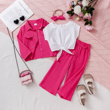 Cargar imagen en el visor de la galería, Crop blanco con camisa y pantalón tipo palazo, incluye vincha
