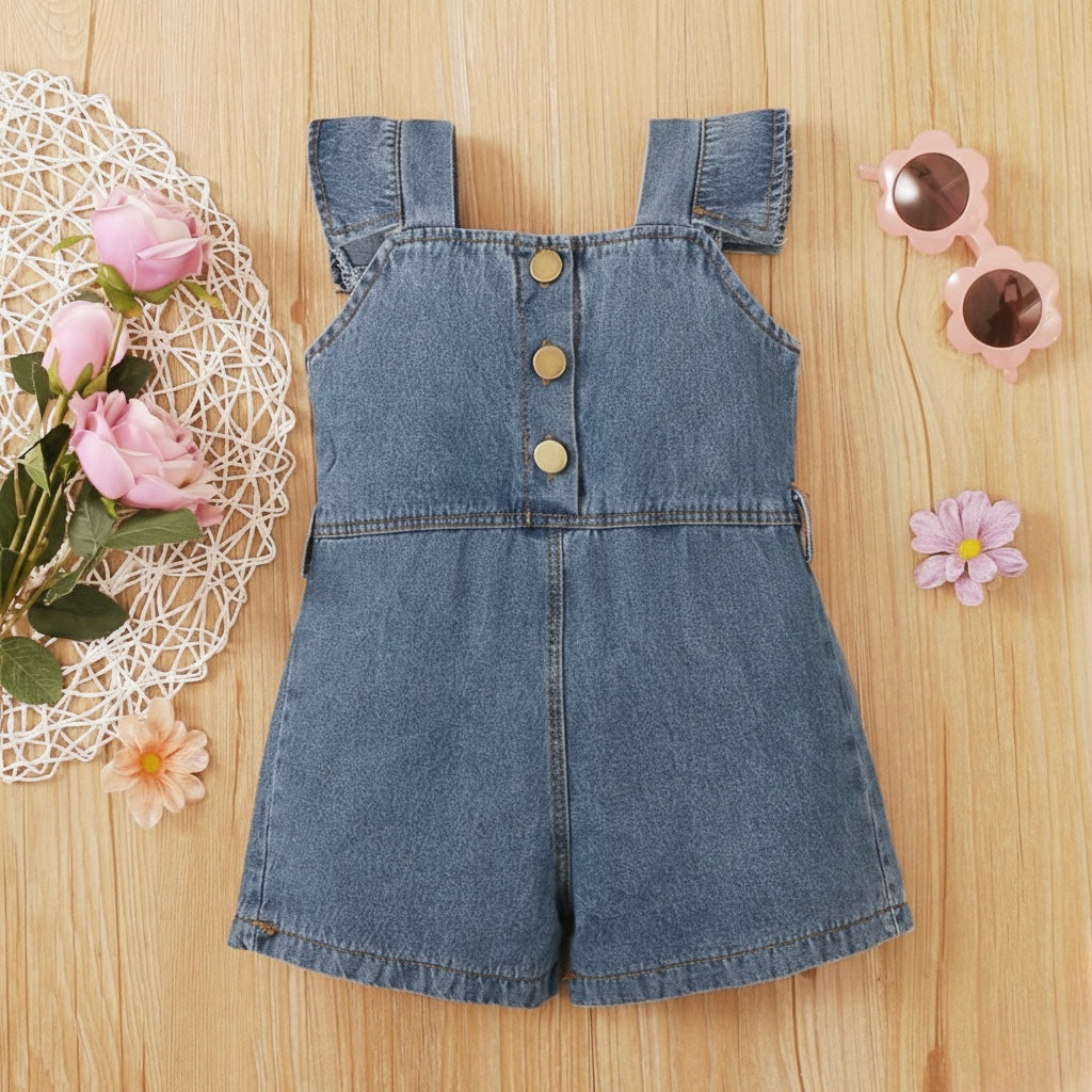Enterizo de jeans tipo jardinera con botones