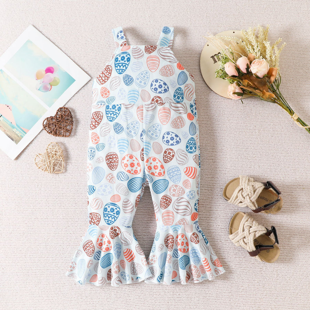 Enterizo celeste pata ancha y estampas de huevos de pascuas