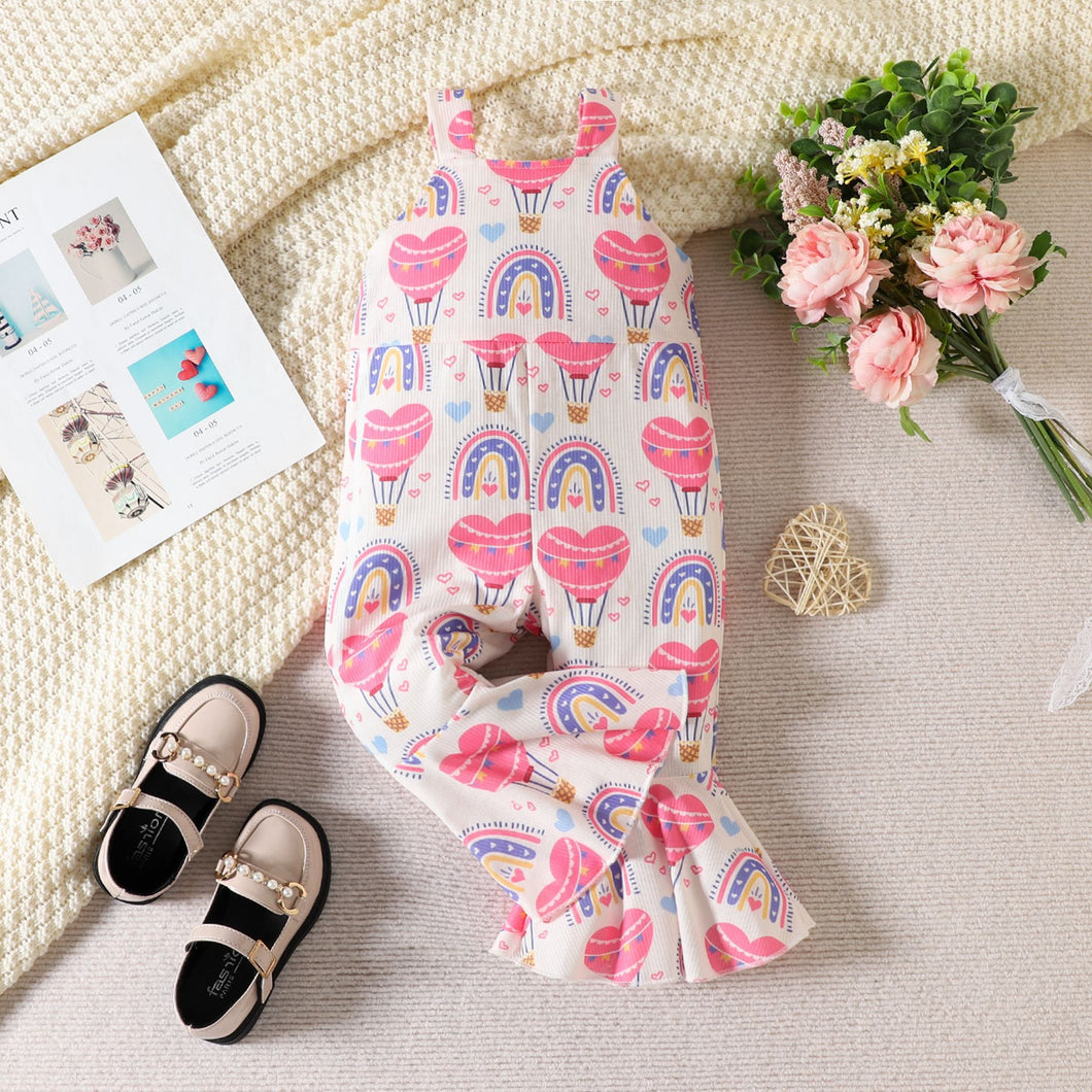 Enterizo pata ancha  y estampas de corazones