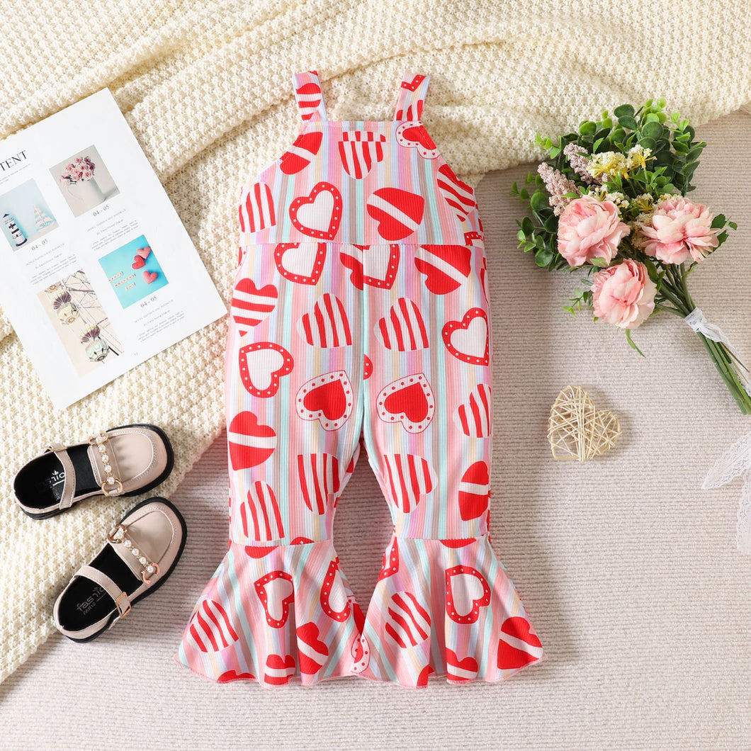 Enterizo colorido pata ancha y estampas de corazones