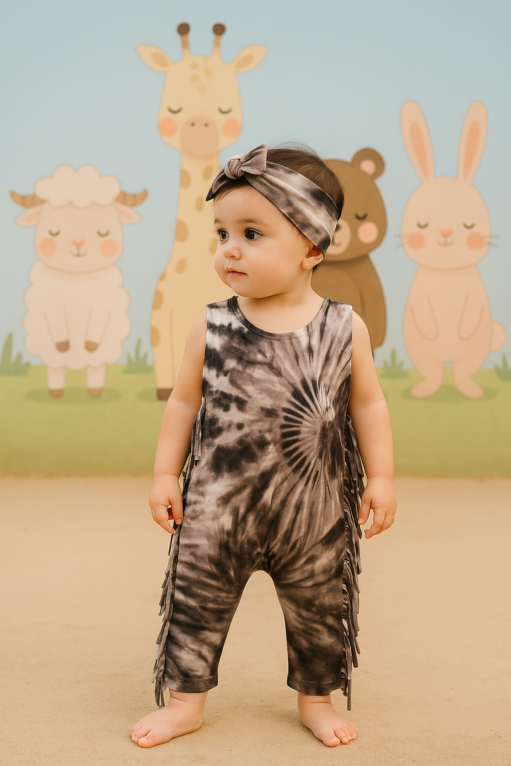 Body mameluco animal print incluye vincha