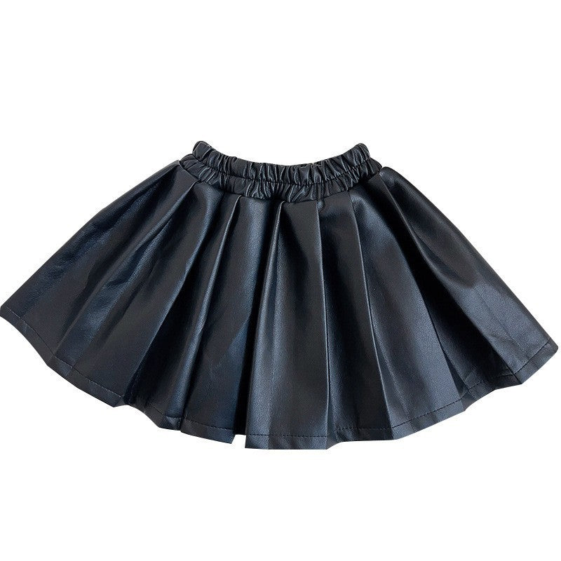 Pollera tableada de cuerina con forro