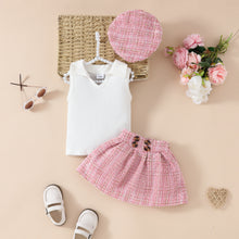 Carregar imagem no visualizador da galeria, Blusa blanca pollera cuadrille con boina
