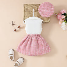 Carregar imagem no visualizador da galeria, Blusa blanca pollera cuadrille con boina
