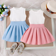 Carregar imagem no visualizador da galeria, Blusa blanco con pollera tableada
