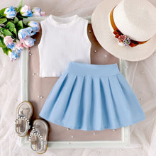 Carregar imagem no visualizador da galeria, Blusa blanco con pollera tableada
