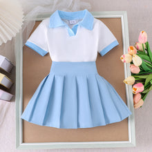 Carregar imagem no visualizador da galeria, Blusa blanco con cuello y pollera tableada
