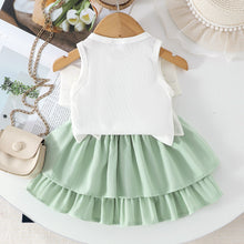 Carregar imagem no visualizador da galeria, Blusa blanco con moño grande y pollera escalonado
