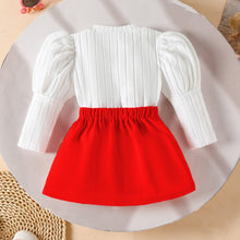 Cargar imagen en el visor de la galería, Blusa blanco con mangas abullonadas y pollera
