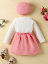 Cargar imagen en el visor de la galería, Blusa blanco con flores, pollera con moño y boina
