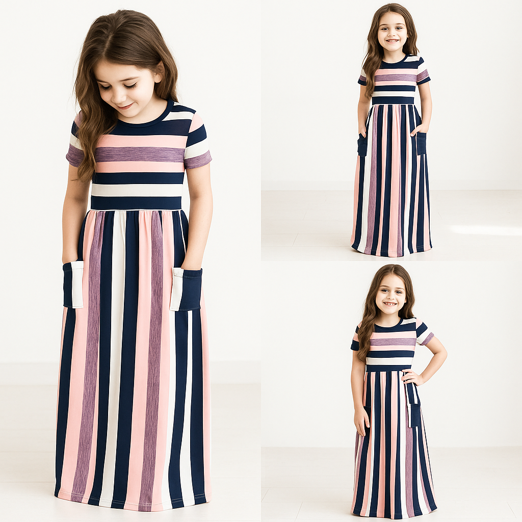 Vestido largo a rayas