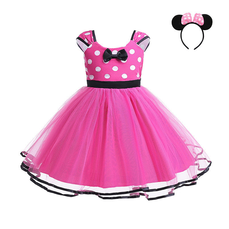 Vestido pink estilo Minnie con vincha