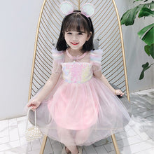 Cargar imagen en el visor de la galería, Vestido con mangas transparente, lentejuelas y tutu colorido con brillo
