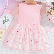 Cargar imagen en el visor de la galería, Vestido acanalado con volados, estampa de flores y tul
