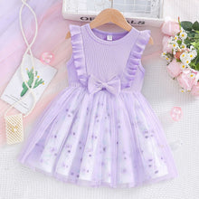 Cargar imagen en el visor de la galería, Vestido acanalado con volados, estampa de flores y tul
