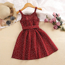 Carregar imagem no visualizador da galeria, Vestido bordo con motas blancas y cinto
