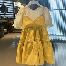 Cargar imagen en el visor de la galería, Vestido doble color con mangas abullonadas
