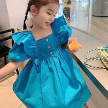 Carregar imagem no visualizador da galeria, Vestido turquesa con volado

