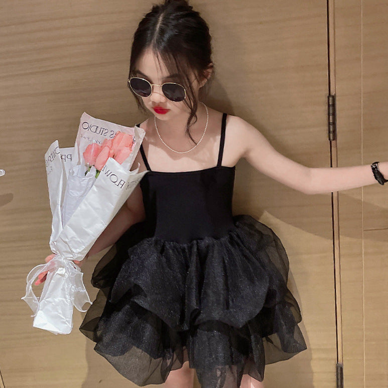 Vestido negro con tul estilo tutu
