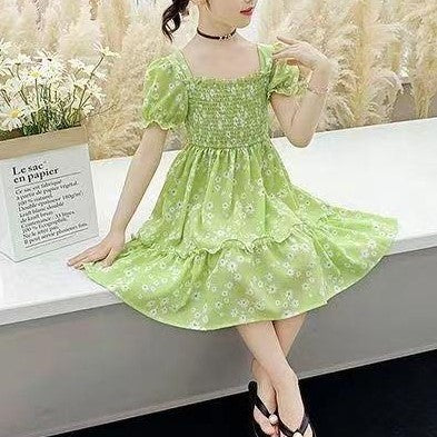 Vestido engomado  con estampas de flores