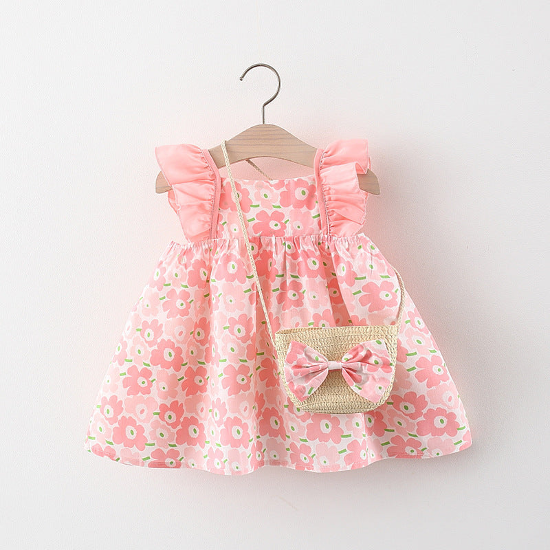 Vestido con estampas de flores y cartera