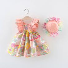 Cargar imagen en el visor de la galería, Vestido con estampas de flores, espalda cruzada

