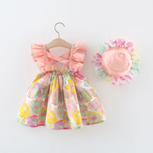 Cargar imagen en el visor de la galería, Vestido con estampas de flores, espalda cruzada
