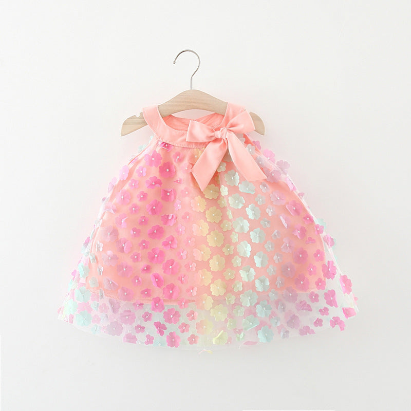 Vestido de tul con flores coloridas