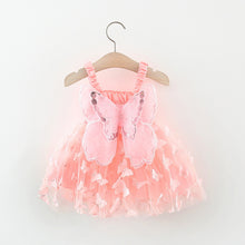 Cargar imagen en el visor de la galería, Vestido engomado con falda de tul con mariposas y alas
