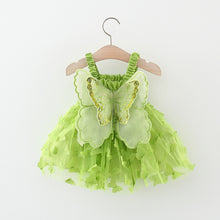 Cargar imagen en el visor de la galería, Vestido engomado con falda de tul con mariposas y alas
