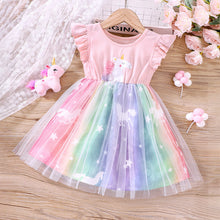 Cargar imagen en el visor de la galería, Vestido de unicornio con volado y falda de tul  colorido
