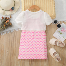 Cargar imagen en el visor de la galería, Vestido con estampas de zigzag rosa y crop blanco
