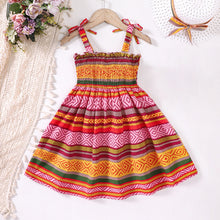 Cargar imagen en el visor de la galería, Vestido engomado con moño y estampas a rayas incluye sombrero
