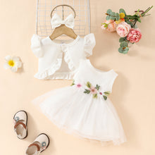 Carregar imagem no visualizador da galeria, Vestido con bordado de flores con bolero y vincha
