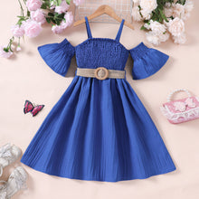 Carregar imagem no visualizador da galeria, Vestido engomado con mangas rectas y cinto
