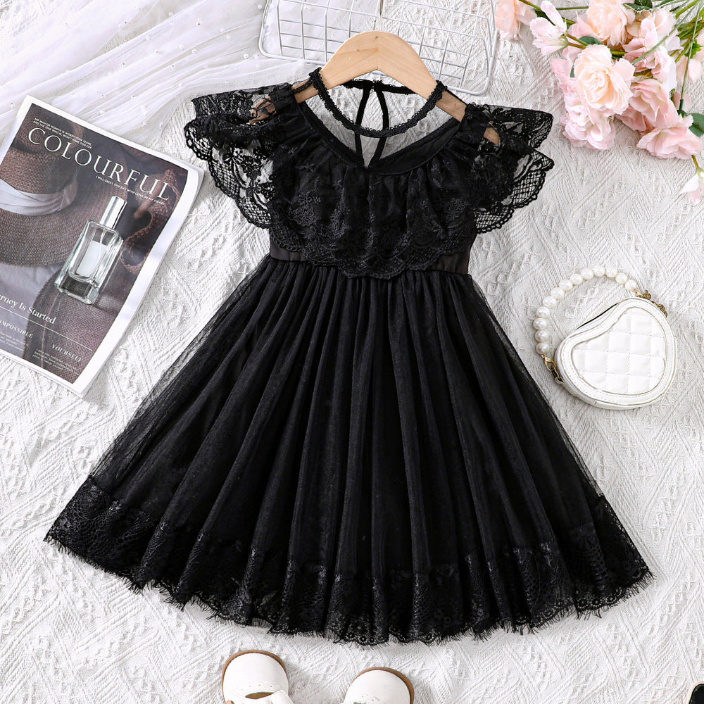 Vestido de tul con volados de encajes