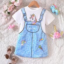 Carregar imagem no visualizador da galeria, Remera vestido blanco con estampas de unicornio
