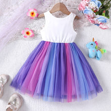 Carregar imagem no visualizador da galeria, Vestido blanco de unicornio y falda de tul colorido
